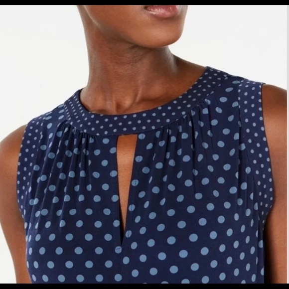 MICHAEL KORS Womens New Navy Polka Dot Sleeveless - Picture 3 of 11